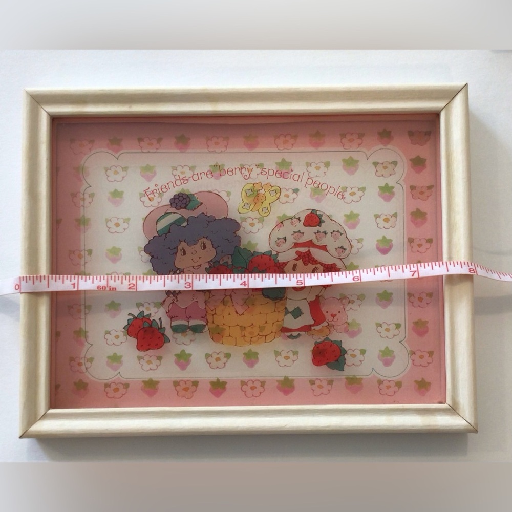 Set 4 Vintage Strawberry Shortcake Reverse Painted Glass Pictures 1980 ORIGINALS - Picture 11 of 14